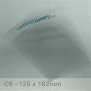 PLA bag 30mic 120 x 162 + 30mm s/s flap -- Suitable for C6 envelopes