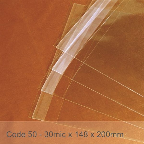 OPP bag 30mic x 148 x 200 + 30mm s/s flap -- Suitable for standard Code 50 envelopes 143 x 200mm