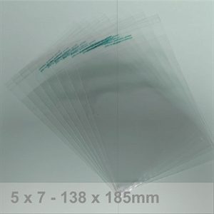 PLA bag 30mic 138 x 185 + 30mm s/s flap -- Suitable for 5 x 7 envelopes