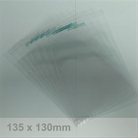 PLA bag 30mic x 135 x 130 + 30mm s/s flap -- Suitable for 130mm square envelopes